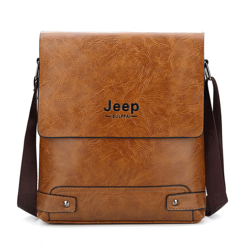 2022 New Jeep Business Bag Men's Shoulder Messenger Bag Leather Strip All Matching Casual Bag ► Photo 1/6