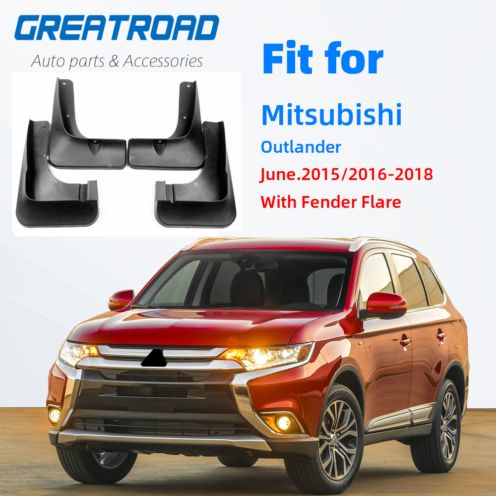 Front Rear Mud Flaps Splash Guards 2016-2018 Mitsubishi Outlander Mudguards 