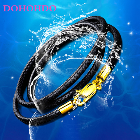 New 1.5mm 2mm 3mm Necklace Cord Leather Cord Wax Rope Chain With Stainless Steel Lobster Clasp For Men Women DIY Necklace Making ► Photo 1/6