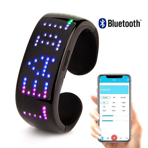 Latest RGB LED  Bluetooth Bracelet  Programmable APP Connected LED Light Up Bracelet USB Rechargeable Night Safety Wristband ► Photo 1/6