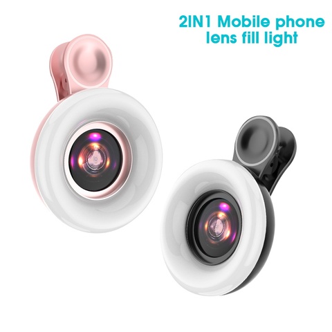 New Mobile phone fill light 15X macro lens Portable Selfie LED Ring Flash Light Phone Selfie Lamp Universal Ring Clip Light ► Photo 1/6