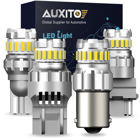 AUXITO 2Pcs P21W led 1156 T20 W21/5W 7443 P21/5W 1200LM W21W Car Bulb 7440 BA15S BAY15D PY21W Auto DRL Light 1157 White 12V Lamp ► Photo 1/6