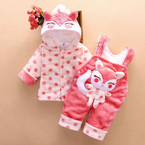 Toddler Baby Clothes Set Winter Baby Boys Girls Cotton Warm Suit For Infant Baby Kids Pants 2pcs Suit ► Photo 1/5