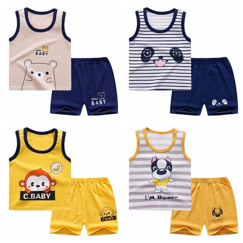 Baby Boy Clothes Casual Tracksuit  Pure Cotton Clothing Summer Clothes For Babies T-shirts + Pants For Kids Sports Outfit ► Photo 1/6