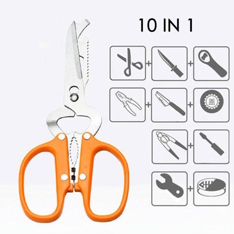 10 in 1 Detachable Scissors Stainless Steel Detachable Multifunctional Stainless Poultry Kitchen Nutcracker Bottle opener Bone ► Photo 1/6