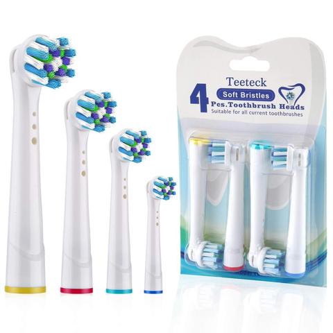 4pcs Sensitive Gum Care Toothbrush Heads For Oral B Toothbrush Head Soft Bristle,Vitality Dual Clean Cross Action Brush Head ► Photo 1/6