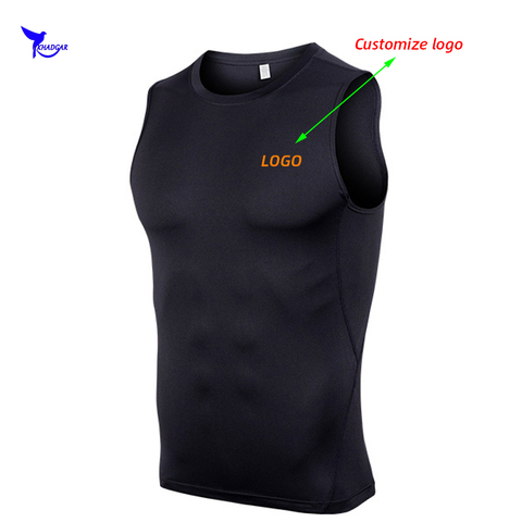 2022 Summer Quick Dry Sleeveless Running Shirts Men Breathable Compression Tank Top Men's Fitness Gym Sport Vest Customize Print ► Photo 1/6