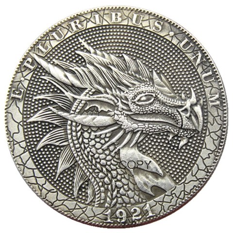 HB(114)US Hobo 1921 Morgan Dollar Skull Zombie Skeleton Silver Plated Copy Coins ► Photo 1/2