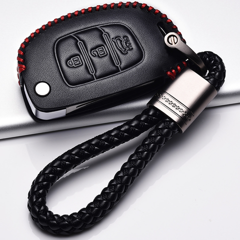 Leather Key cover Car Key Fob Case Set Keychain For Hyundai Tucson Creta ix25 i10 i20 i30 Verna Mistra Elantra 2015-2022 ► Photo 1/4