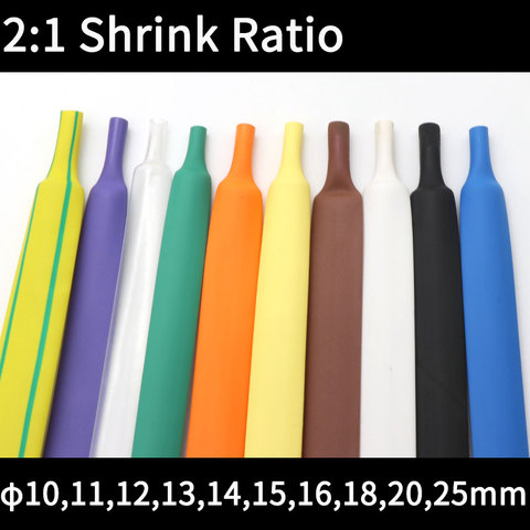 Diameter 10mm 11mm 12mm 13mm 14mm 15mm 16mm 18mm 20mm 25mm Heat Shrinkable Tube 2:1 Shrink Ratio Polyolefin Insulated Sleeve ► Photo 1/5
