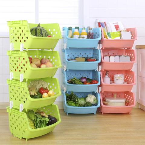 New Hot Durable Stackable Single-deck Hollow Fruit Vegetable Storage Box Colanders Strainer Kitchen Organizer Basket Shelf Racks ► Photo 1/1