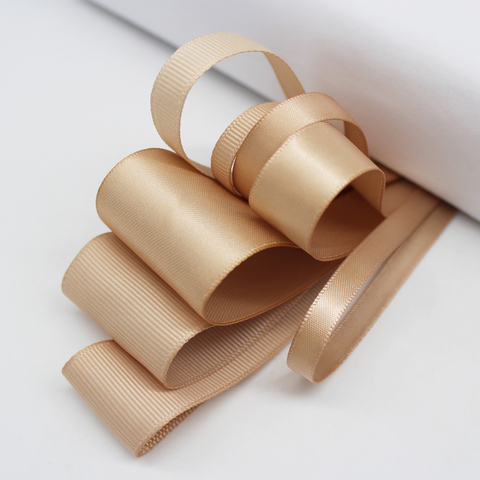 5 Meter/Lot Tan Solid Color Grosgrain Ribbon Polyester Fabric Silk Satin Ribbon For DIY Gift Accessories  1/4