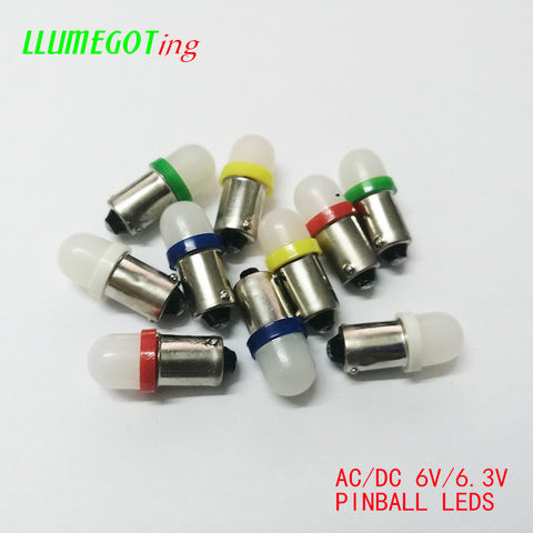 50pcs BA9S T4W #44 #47 Milk White Dome 2x 5630SMD Various Color Non Polarity AC DC 6V 6.3V Bally Pinball Game Machine Led Bulbs ► Photo 1/6