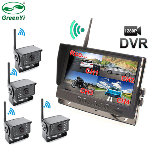 2022 Update AHD Digital Wireless Backup DVR Record Camera and 4CH 9 Inch AHD Monitor Kit For Truck/Trailer/Bus/Pickups/Trailer ► Photo 1/6