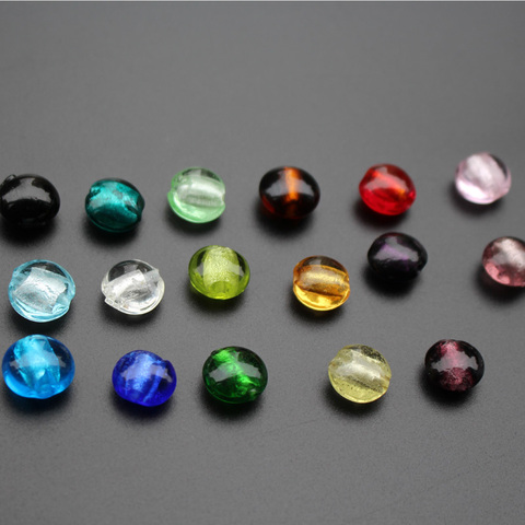 10Pieces /lot 12mm Lampwork glass beads Round Flat Foiled Multi-Color  for jewelry &DIY Craft ► Photo 1/6