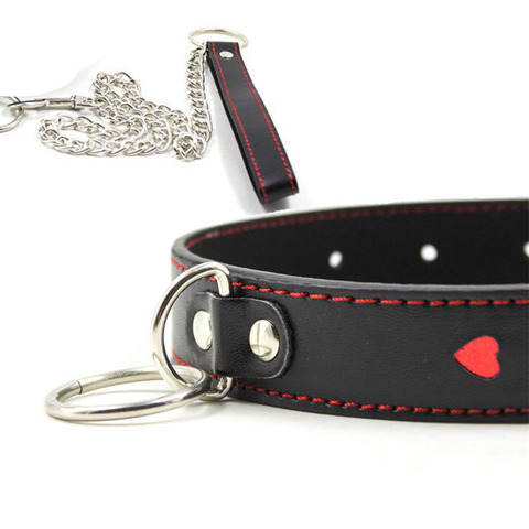 BDSM Collar Bondage red heart Leash ring steel chain adult slave Sex Toys For lover role play Posture Spreader,cosplay Erotic ► Photo 1/6