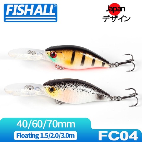 Lucky Flat Bait 40mm 5.5g 60mm 8g 70mm 20g Long Bill Crank Lure Floating 1.5m 2.0m 3.0m Action Wobbler For Bass Pike ► Photo 1/6