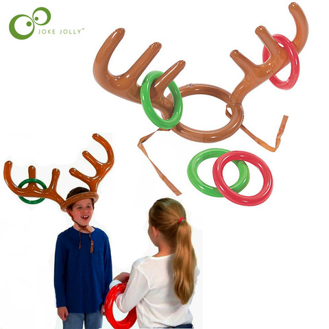 Inflatable Santa Funny Reindeer Antler Hat Ring Toss Christmas Holiday Party Game Supplies Toys ZXH ► Photo 1/5