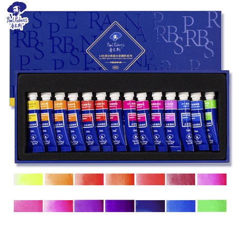 Official Paul Rubens 5ml 14 Colors Opera Series Fluorescent Watercolor Set Gift box Art supplier For Students and Beginners ► Photo 1/6