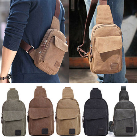 Men Small Chest Bag Pack Travel Sport Shoulder Sling Backpack Cross Body Outdoor Military Canvas Satchel Shoulder Bag ► Photo 1/6