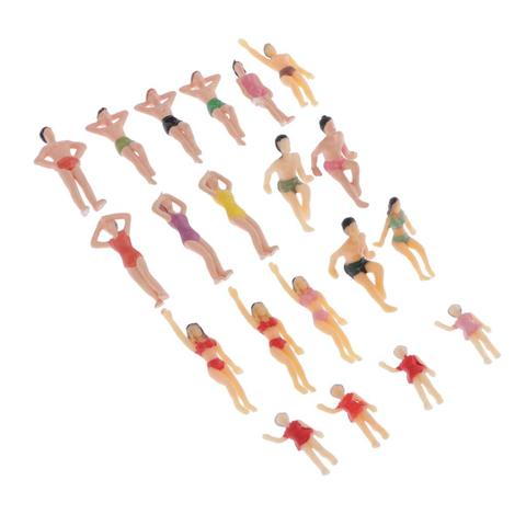 20-Pack 1.4 inch Miniature Beach Swimsuits People Figures Model Train Diorama Scenics Building Kit, 1:50 HO S O Scale ► Photo 1/6