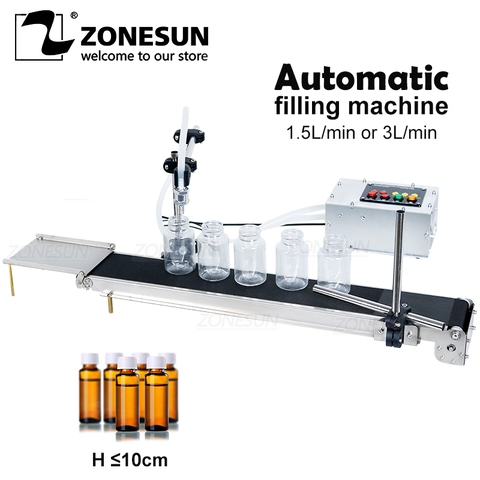 ZONESUN Automatic Electrical Conveyor Belt Single Head Liquid Filler Can Sense High Precision Heat Resistance Filling Machine ► Photo 1/6