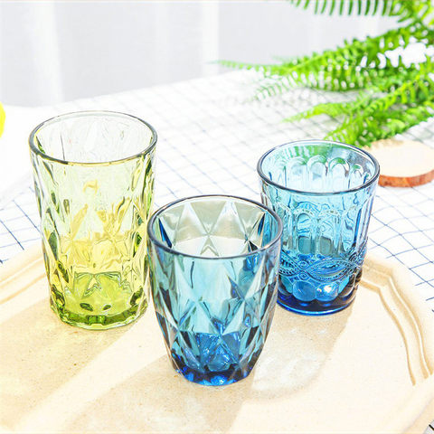 Colorful Glass Embossed Wine Cup Retro Heat Resistant Water Cup Creative Wine Glasses Whiskey Tea Straight Drink Mug for Party ► Photo 1/6