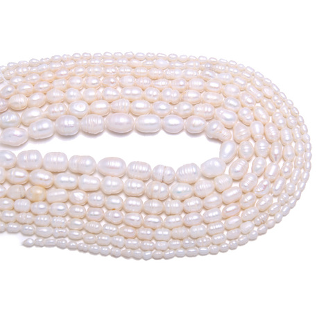 Natural Freshwater Pearl Beads High Quality 34cm Rice Shape Punch Loose Beads for DIY Elegant Necklace Bracelet Jewelry Making ► Photo 1/6