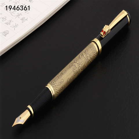 Luxury high quality 861 Golden Brass Metal Eight horses Stationery office supplies School Supplies Fountain Pen ► Photo 1/6