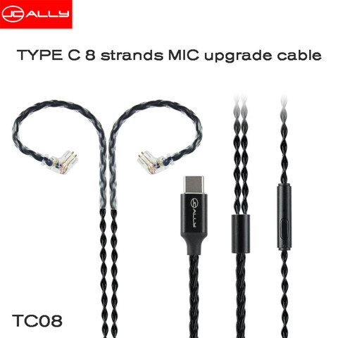 JCALLY Black TC08 Silver Plated TYPE-C Earphone Upgrade Cable With MIC MMCX 2 Pin 0.75/0.78 QDC Pin for KZ ASX ZSX ZSN PRO AS16 ► Photo 1/6