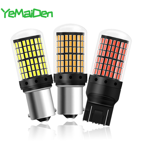 1x T20 7443 LED Bulb Canbus P21W PY21W 1156 BA15S BAY15D LED Singal Light 144 SMD No error 12V 6000K Car Reverse Brake Lihgt Red ► Photo 1/6