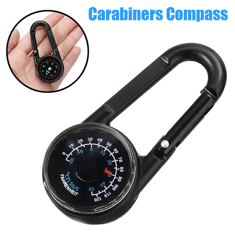 Multifunctional Mini 3in1 Carabiner Compass Thermometer Key Ring Snap Hook KeyChain Outdoor Camping Hiking Survival Tool ► Photo 1/6