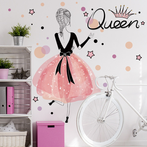 The Queen Pretty Girl Wall Stickers for Living room Bedroom Kids room Girls room Wall Decor Art Home Decals ► Photo 1/6