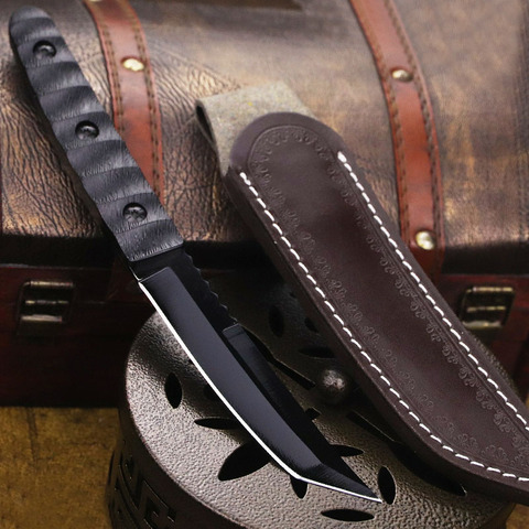 Dehong Black high hardness tritium air knife camping hunting knife forging CNC sharp blade jungle portable straight knife ► Photo 1/6