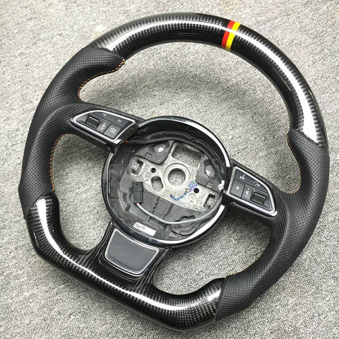 Refit Carbon fiber Leather steering wheel For Audi A3 A2 A5 A6 A7 A4L A6L Q3 Q5L Q7 A1 TT A8 2014 2015 2016 2017 2022 ► Photo 1/6