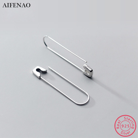 100% 925 Sterling Silver Paperclip Paper Clip Earrings for Women Girl Piercing Small Safety Pin Earrings Luxury Jewelry Brincos ► Photo 1/6