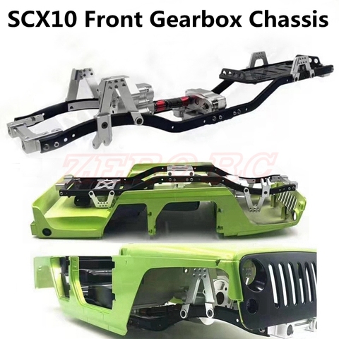 RC AXIAL SCX10 METAL CHASSIS FRAME 313MM WHEELBASE WITH FRONT GEARBOX FOR 1/10 JEEP WRANGLER BODY SHELL ► Photo 1/6