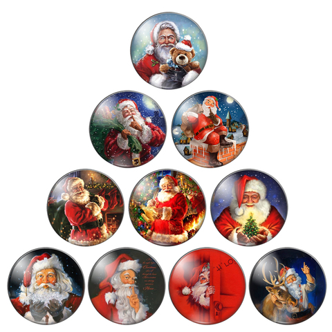 Merry christmas Santa Claus give a gift happy 8mm/10mm/ 12mm/Round photo glass cabochon demo flat back Making findings ZB0543 ► Photo 1/6