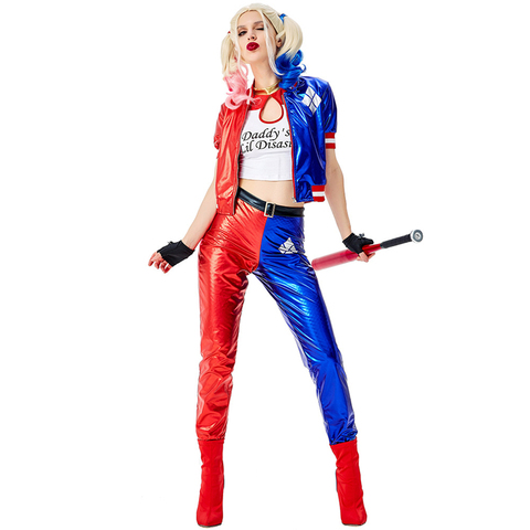 Deluxe Harley Quinn Costume Cosplay Adult Halloween Costume For Women Superhero Costume For Adult Carnival Party Suit ► Photo 1/6