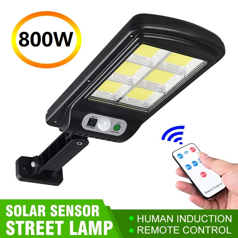 Details about   500-1000W COB LED Solar Powered Wall Street Light PIR Motion Garden Lamp Remote