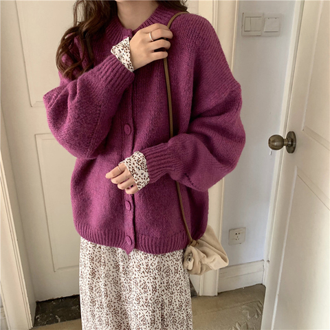 Green Sweater Cardigan Women Winter Sweater Oversized Jacket Harajuku Knitting Sweaters Female Winter Loose Coat Streetwear Girl ► Photo 1/6