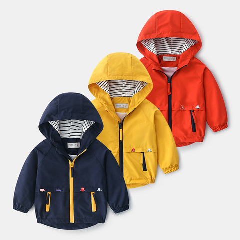 Boys Spring Autumn Coats Kids Jackets Toddler Hooded Windbreaker With Pocket Children Zipper Outerwear Baby Clothes  2-7 Years ► Photo 1/6