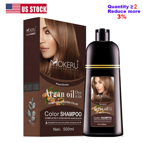 500ml Natural Argan Oil Essence Instant Hair Dye Shampoo Instant Hair Color Cream Cover Permanent Hair Coloring Shampoo  Women ► Photo 1/1