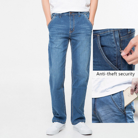 42 44 46 48 large size men's loose denim jeans autumn and winter brand clothing high quality anti-theft zipper pocket jeans ► Photo 1/6