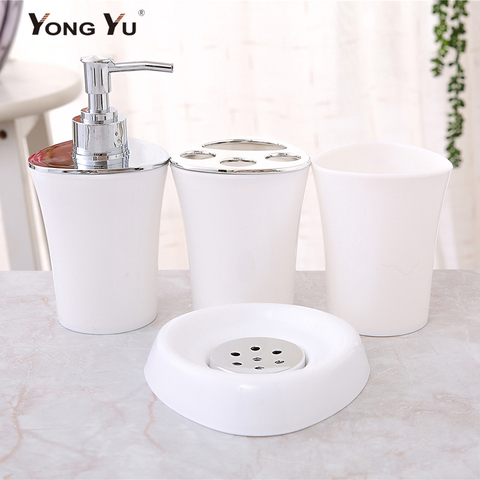 4Pcs/Set Bathroom Accessories Plastic Soap Dispenser Dish Toothbrush Holder Mouth Cup Home Decoration ► Photo 1/5