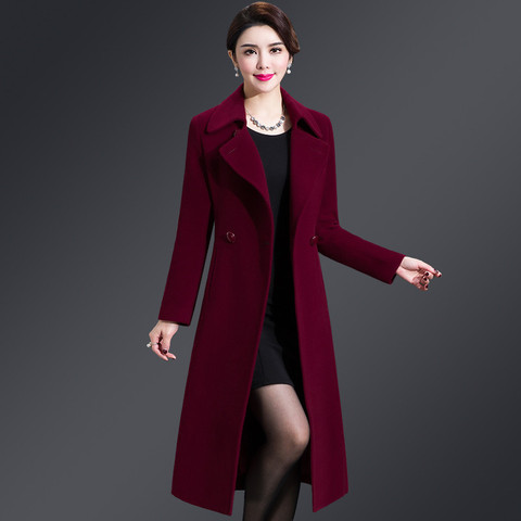 Women Woolen Coat 2022 Autumn Winter Plus Size 5XL Elegant Long Coat Female Jacket Wool Blends Coat High Quality Abrigos Mujer ► Photo 1/6
