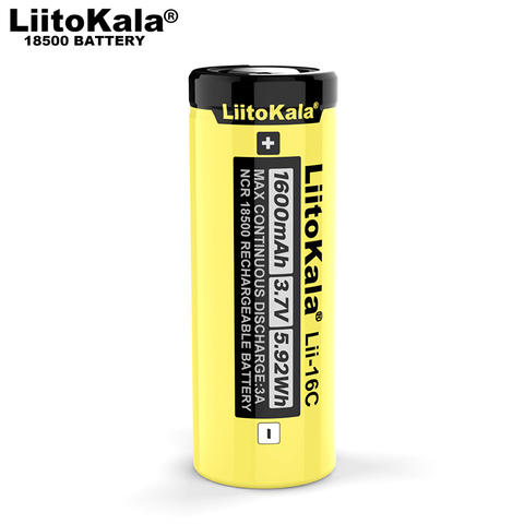 LiitoKala Lii-16C 18500 1600mAh 3.7 V Rechargeable battery Recarregavel lithium ion battery for LED flashlight ► Photo 1/4