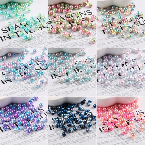 1pack Multi Size 3-12mm Colorful Pearls Round Acrylic Imitation Flatback Pearl Beads No Hole Diy for Jewelry Making Phone Art ► Photo 1/6