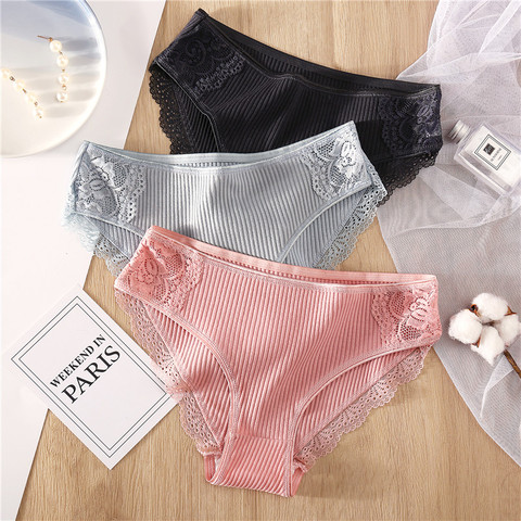 Cotton Panties Women Lace Briefs Soft Female Underwears Sexy Low-Rise Underpants Comfortable Lady Lingerie Big Size Panty M-2XL ► Photo 1/5