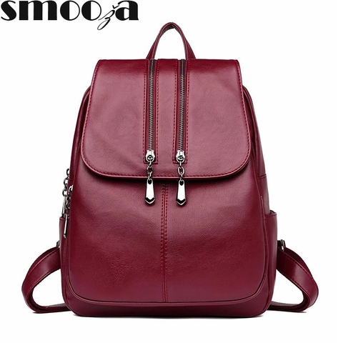 SMOOZA Female backpack Travel Backpack School Bag high quality pu leather women backpack Bag Shoulder Bag Multifunctional Bag ► Photo 1/6